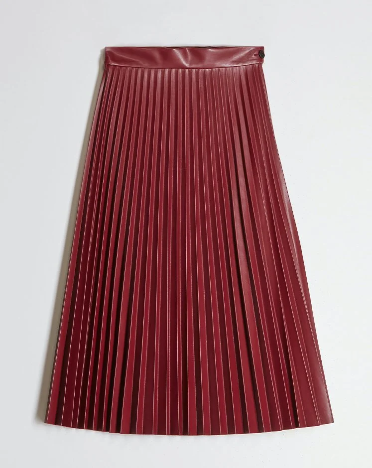 Roberto Collina Plissé Skirt in Bordeaux — UFO No More